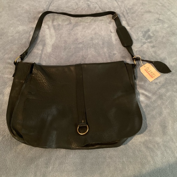 New Oldrie Large Leather Cross Body Bag Shoulder Messenger Bag Satchel Black - Picture 1 of 15